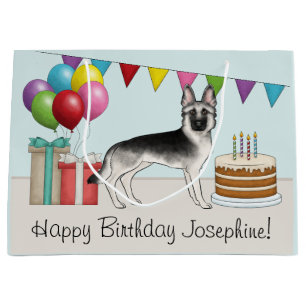 Silver Sable German Shepherd Hund Colorful Birthda