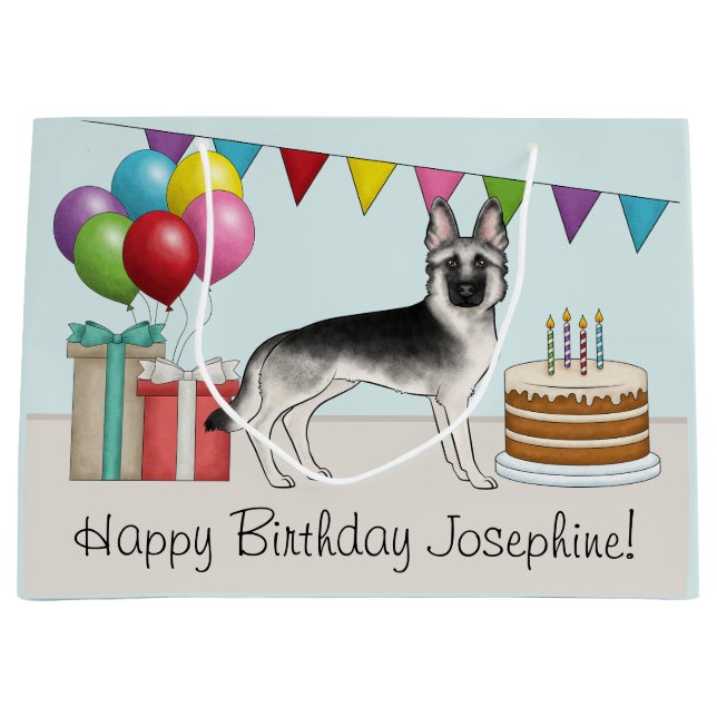 Silver Sable German Shepherd Hund Colorful Birthda (Framsidan)