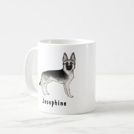 Silver Sable tysk schäferhund med anpassat namn Kaffemugg