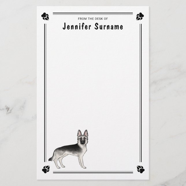 Silver Sable tysk schäferhund med egen text Brevpapper (Framsida)