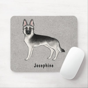 Silver Sable Tysk Schäferhund Och Anpassat Namn Musmatta