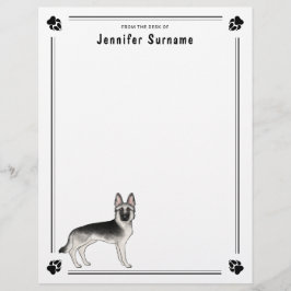 Silver Sable tysk schäferhund och egen text Brevhuvud