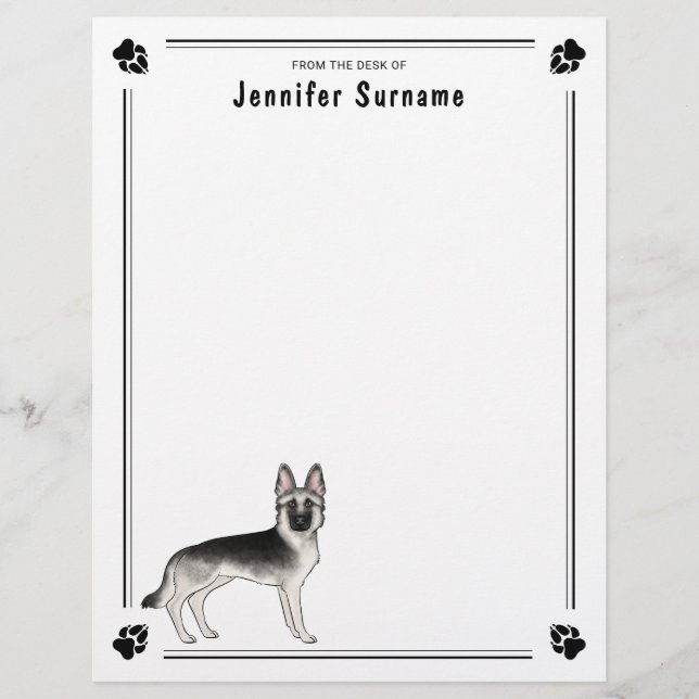 Silver Sable tysk schäferhund och egen text Brevhuvud (Framsida)