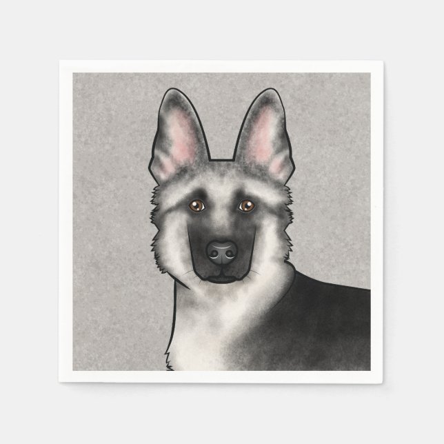 Silver Sable tysk schäferhund söt hundhuvud Pappersservett (Framsidan)