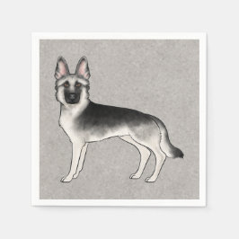 Silver Sable tysk schäferhund söt tecknad GSD hund Pappersservett