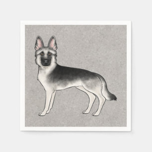 Silver Sable tysk schäferhund söt tecknad GSD hund Pappersservett