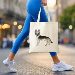 Silver Sable tysk schäferhund söt tecknad GSD hund Tygkasse