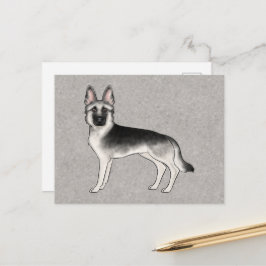 Silver Sable Tysk Schäferhund Tecknad GSD Hund Grå Vykort