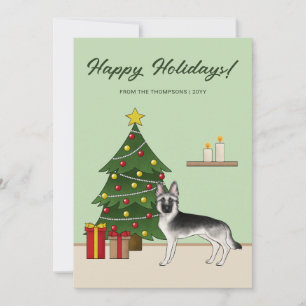 Silver Sable tysk shepherd julfirande jul Julkort