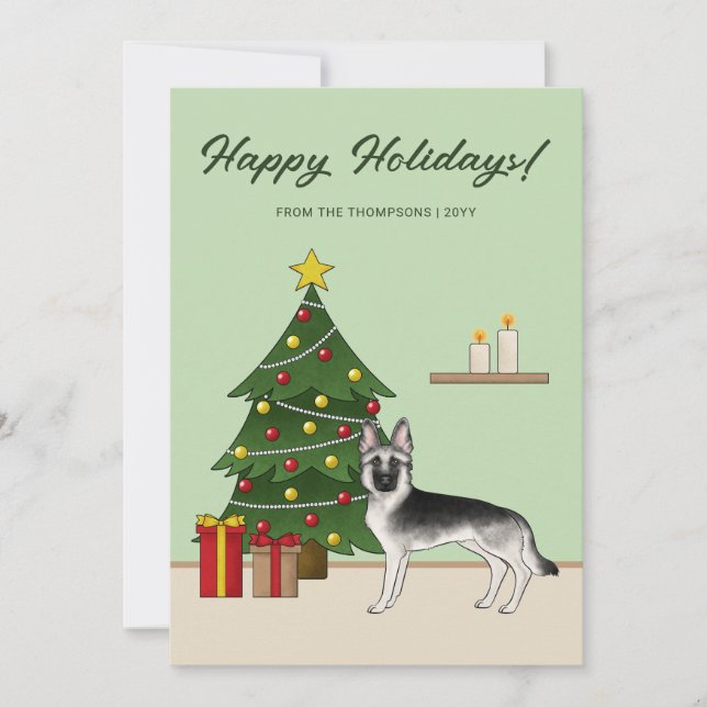 Silver Sable tysk shepherd julfirande jul Julkort (Framsida)