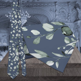 Silver Sage Eucalyptus Greenery Bröllop marinblått Slips