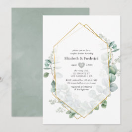 Silver Sage Eukalyptus Geometrisk Par Dusche Inbjudningar