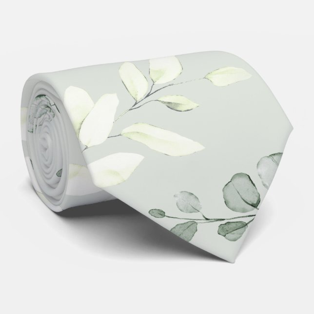 Silver Sage Eukalyptus Grönska Bröllop Slips (Rullad)