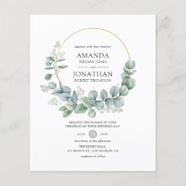 Silver Sage Geometrisk Eucalyptus Bröllopsinbjudan Flygblad