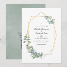 Silver Sage Geometrisk Eucalyptus QR-kod Bröllop