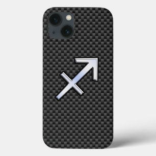 Silver Sagittarius Zodiac Sign Carbon Fiber Skriv 