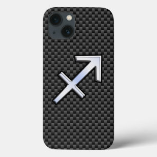 Silver Sagittarius Zodiac Sign Carbon Fiber Skriv 