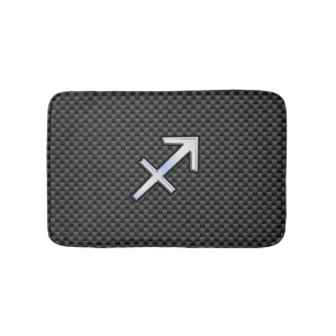 Silver Sagittarius Zodiac Sign Carbon Fiber Skriv Badrumsmatta