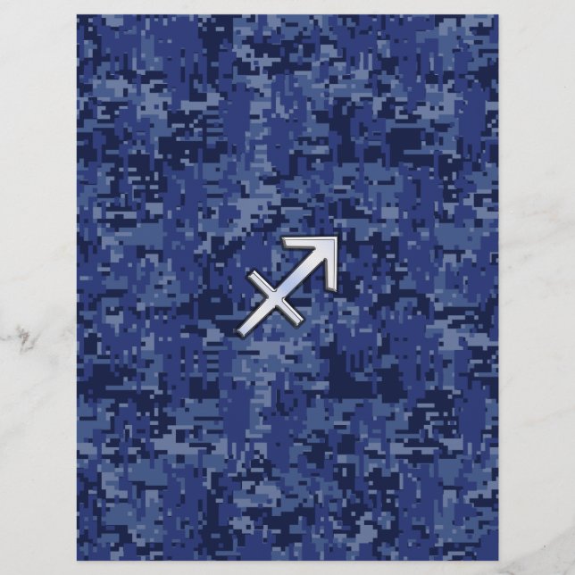 Silver Sagittarius Zodiac Sign Navy Digital Camo (Framsida)