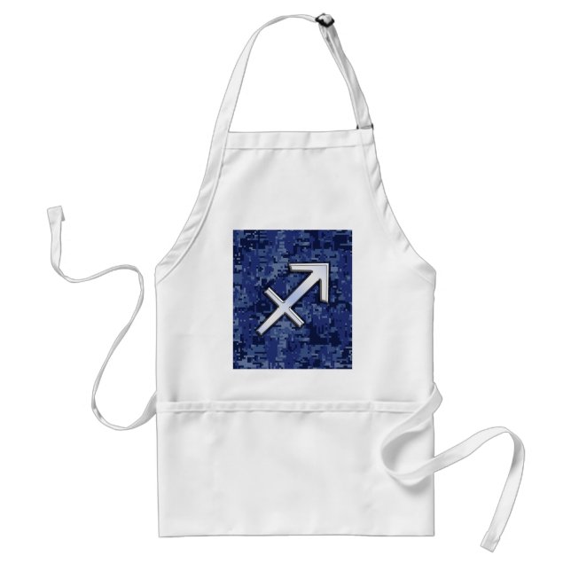 Silver Sagittarius Zodiac Sign Navy Digital Camo Förkläde (Framsidan)