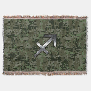 Silver Sagittarius Zodiac Woodland Digital Camo Filt