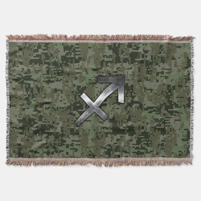 Silver Sagittarius Zodiac Woodland Digital Camo Filt (Framsidan)