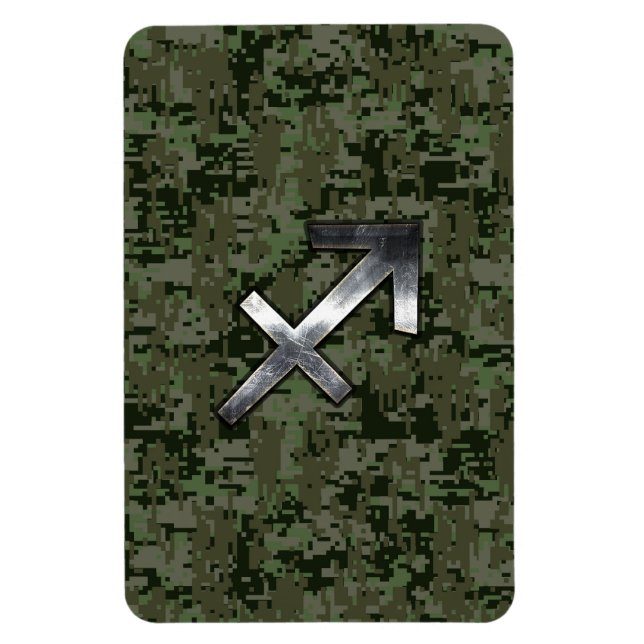 Silver Sagittarius Zodiac Woodland Digital Camo Magnet (Vertikal)