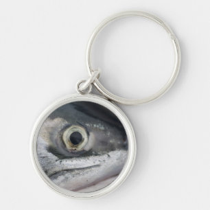 Silver Salmon Ansikte Rund Silverfärgad Nyckelring
