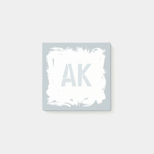 Silver Sand Grått Push Strokes Coola Monogram Post-it Block