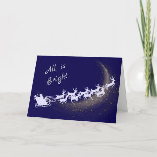 Silver Santa och Sleigh Star Comet-jul Kort