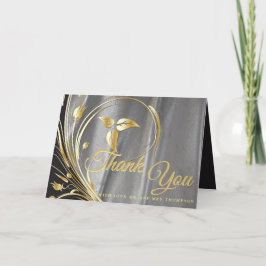 Silver satin och Guld-blomman Tack Kort