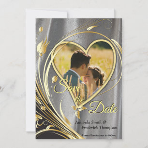 Silver satin och Guld-blommor splendor Spara Datumet