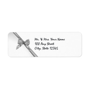 Silver Satin Ribbon Returadress Etikett