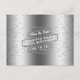 Silver Save the Date Elegent 40-årsfirande Meddelande Vykort