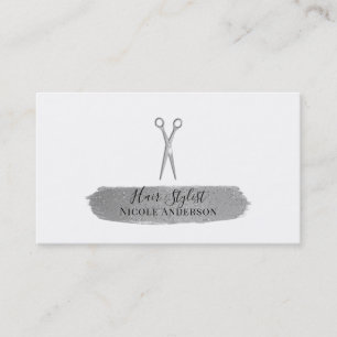 Silver Sax Glitter Pensel Chic Frisör Visitkort