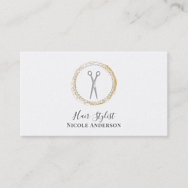 Silver-sax Guld Gnistra Circle Hair Stylist Visitkort (Framsida)
