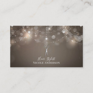 Silver Sax Taupe Glitter Chic Frisörskärare Visitkort