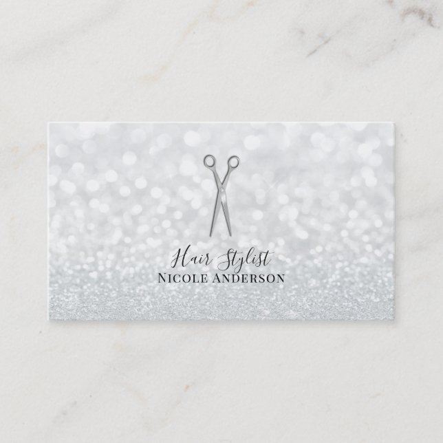Silver-saxar Vita Glitter Chic Hair Stylist Visitkort (Framsida)