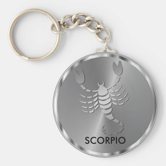 Silver Scorpio ♏ Scorpion - Zodiac Sign Nyckelring (Framsidan)