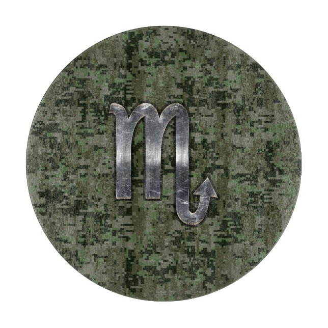 Silver Scorpio Zodiac Sign Woodland Digital Camo (Framsidan)