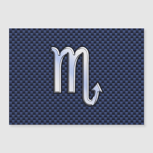 Silver Scorpio Zodiac Symbol Navy Carbon Fiber (Framsida)