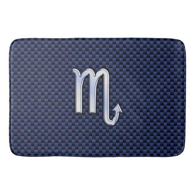 Silver Scorpio Zodiac Symbol Navy Carbon Fiber Badrumsmatta (Framsidan)
