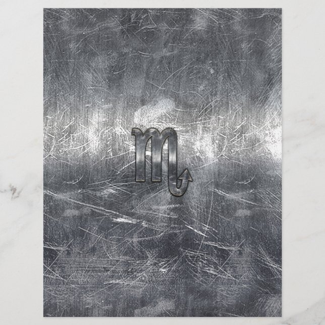 Silver Scorpio Zodiac-tecken Distress Metall Stil (Framsida)