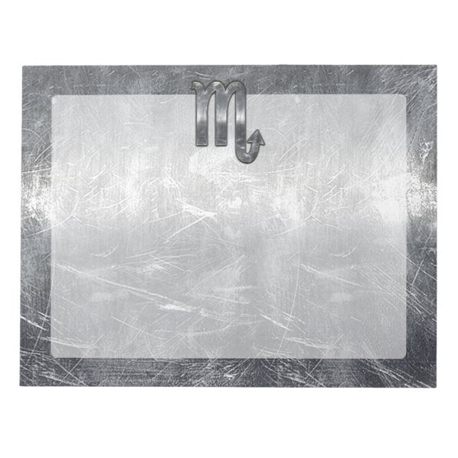 Silver Scorpio Zodiac-tecken Distress Metall Stil Anteckningsblock (Framsida)