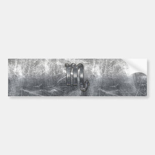 Silver Scorpio Zodiac-tecken Distress Metall Stil Bildekal