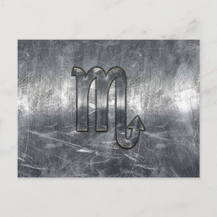 Silver Scorpio Zodiac-tecken Distress Metall Stil Vykort