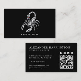 Silver Scorpion Barber Shop Qr Code Frisör Visitkort