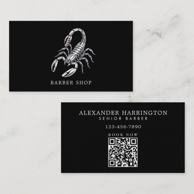 Silver Scorpion Professional Frisör Logotyp  Visitkort (Fram/baksida)