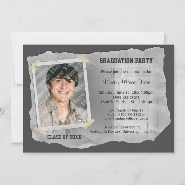Silver Scrapbook Foto Invitation till Examenfest Inbjudningar (Framsida)