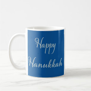 Silver Script Glad Hanukkah Tekhelet Blå Kaffemugg